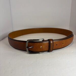 Genuine Italian Leather Belt Hand Painted Casual Business Brown Made in Italy